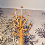 Vintage rattan coat rack