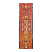 Turkish Handwoven Vintage Herki Kilim 93 cm x 316 cm