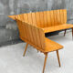 Banquette d’angle brutaliste en chêne – design européen, années 60/70