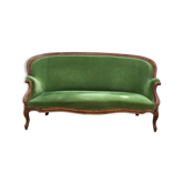 Louis XVI style bench in green velvet
