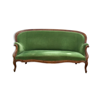 Louis XVI style bench in green velvet