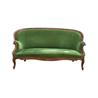 Banquette style Louis XVI en velours vert