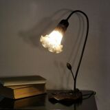 Water lily lamp in brass and glass paste, art nouveau style.