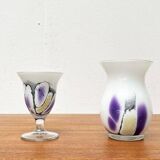 Vintage German glass vase and cup by Hans Jürgen Richartz for the Richartz art collection, set of 2.