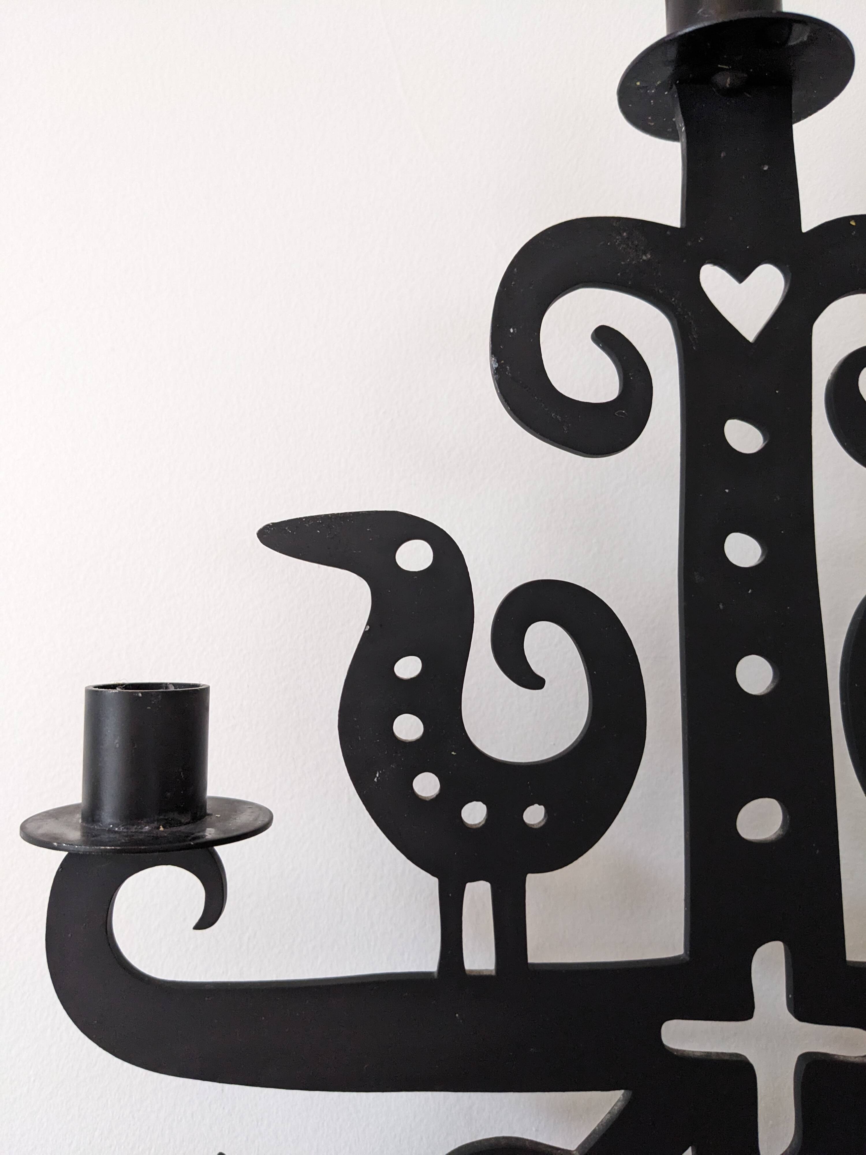 Wrought iron candlestick - height 53 cm