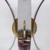 Table en marbre blanc et métal chromé et doré. Années 1970.