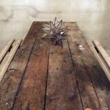 Industrial dining table solid wood cast foot cast iron