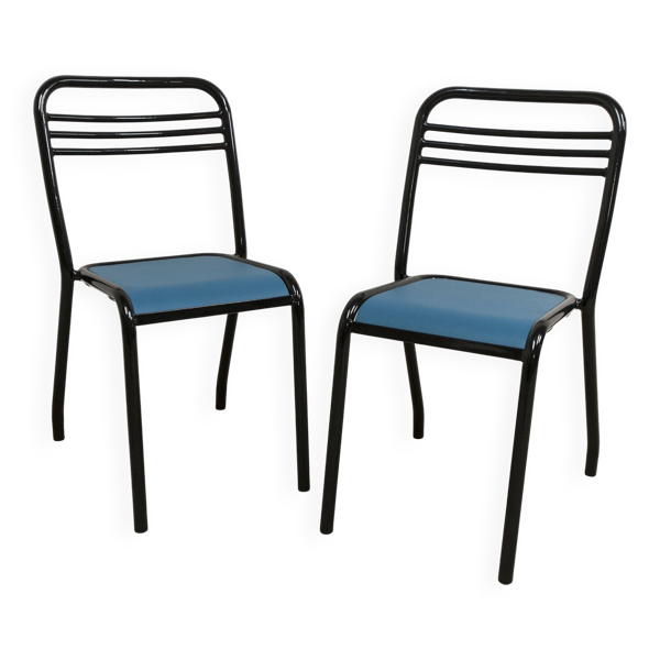 Paire de chaises de Jean Pauchard Tolix 1960 restaurées