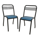 Pair of restored Jean Pauchard Tolix chairs, 1960s