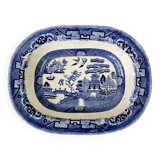 Old Rectangular Hollow Dish In English Earthenware 19th Chinese Decor Blue Willow