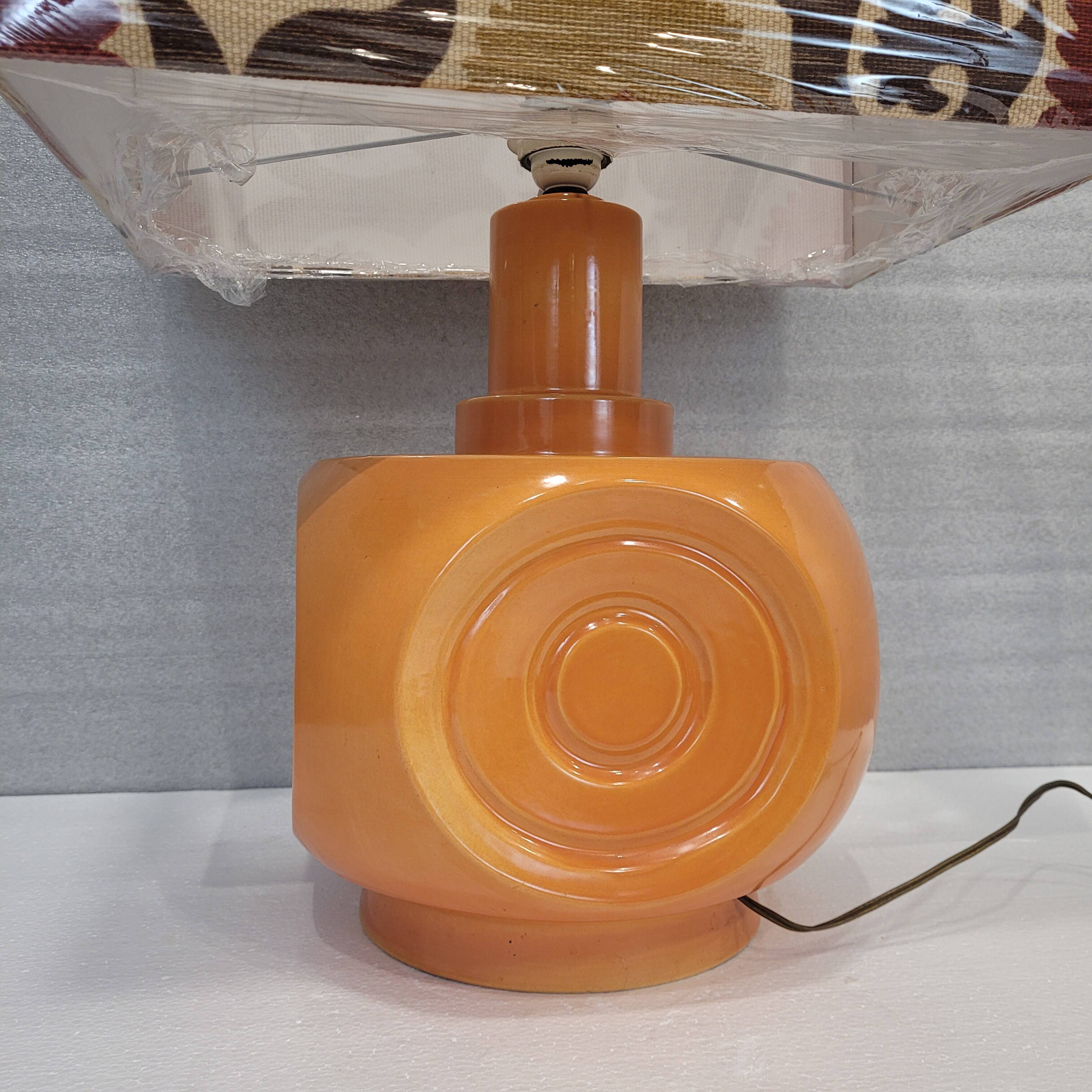 Orange ceramic lamp, 60's – Germany