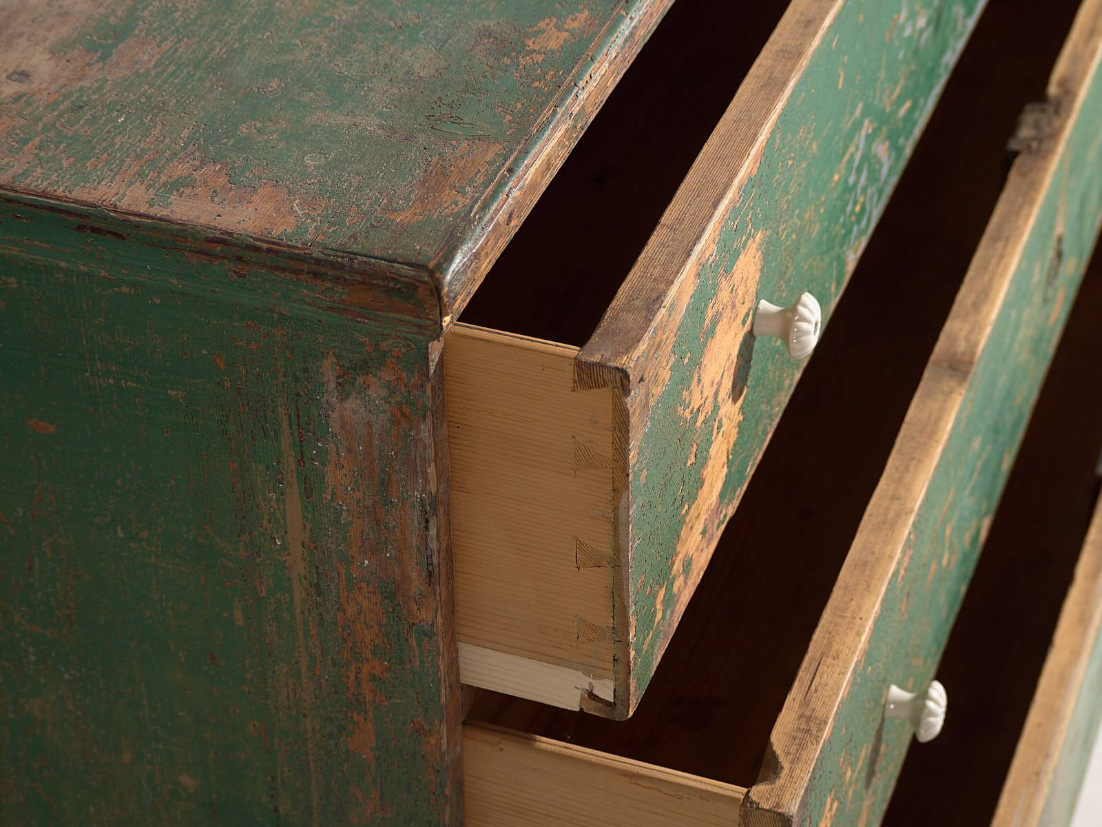 Large antique chest of drawers with green patina (c.1940) #62