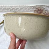 Beige speckled stoneware salad bowl Tulowice Poland 1970