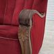 1950s, Danish relax armchair, furniture velour, carved oak wood.