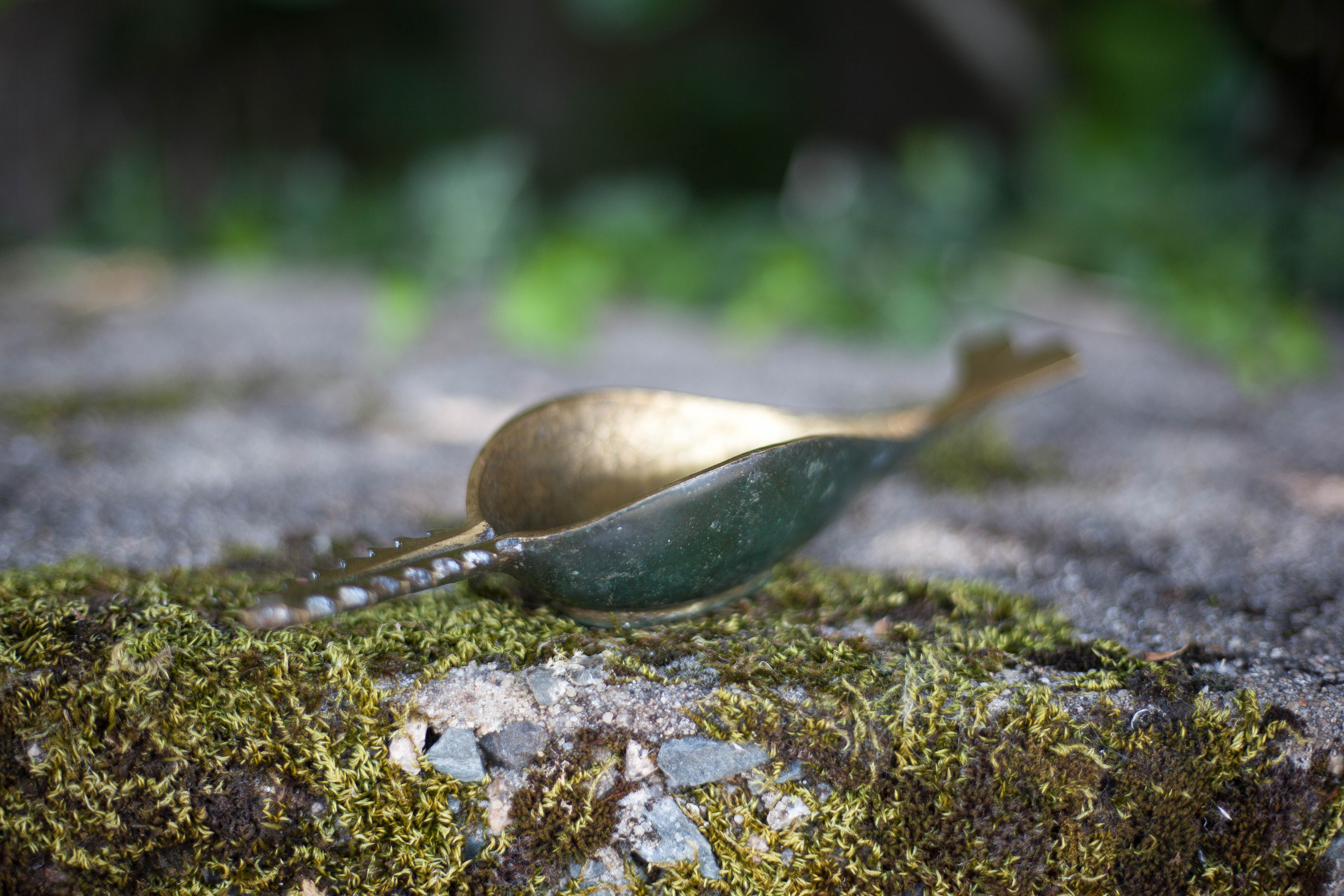 Brass ashtray, fish saw, modernist, decoration
