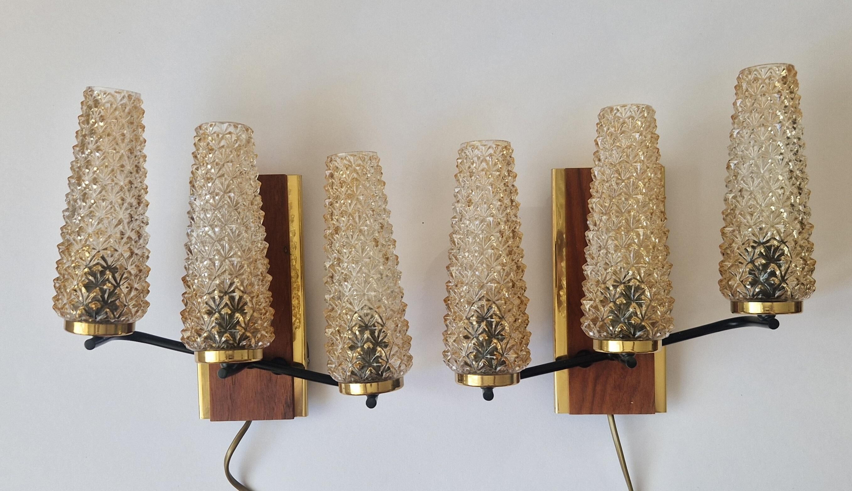 Pair of Midcentury Wall Lamps Sego Armatur, Sweden, 1960s