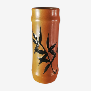 Vase rouleau en grès motif bambou