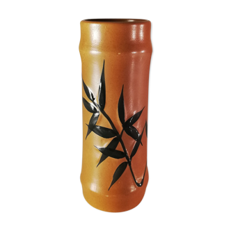 Vase rouleau en grès motif bambou