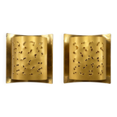 Pair of brutalist wall lights Boréns model 6477 in perforated brass – Sweden