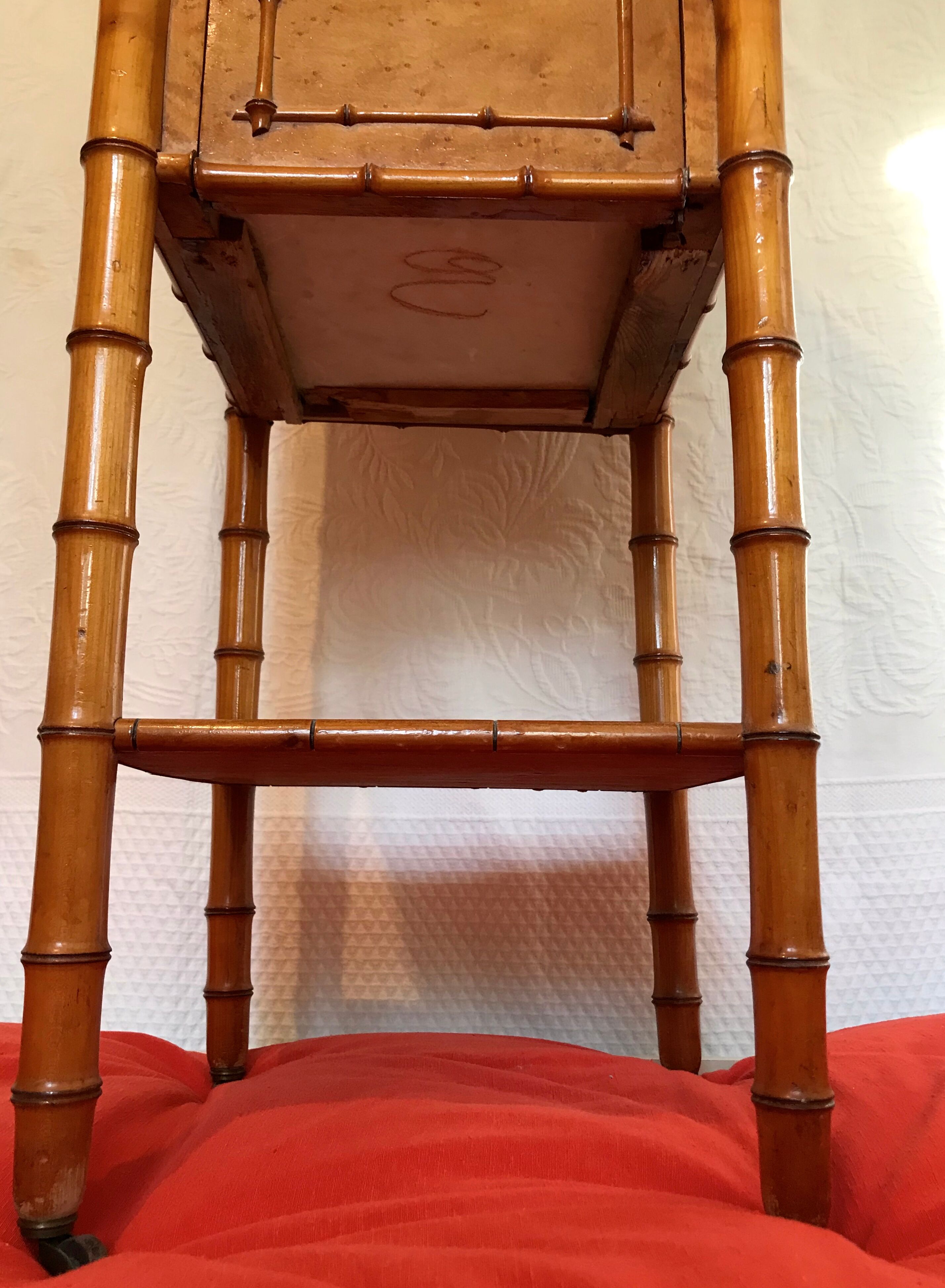 Bedside bamboo collection circa 1870 Napoleon III pitchpin cherry marble