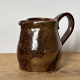 Small speckled beige stoneware milk pitcher from the 70s