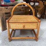 Vintage rattan bedside table