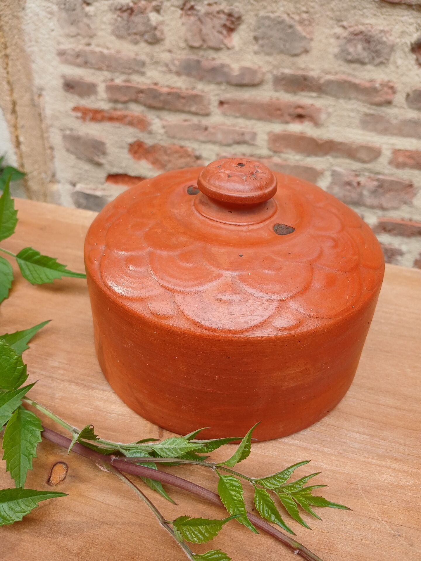Antique earthenware butter dish