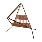 50's wicker iron magazine holder