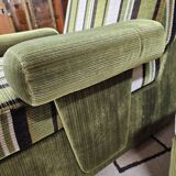 Paire de chauffeuse velour côtelée vintage 1970"