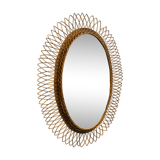 Mirror rattan oval XXL, 1960