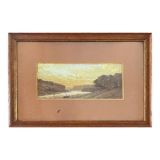 Pastel painting "Vallée du Cer?" landscape signed H. Gallert 1917 and frame