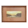 Tableau pastel "Vallée du Cer" paysage signé H. Gallert 1917 et cadre