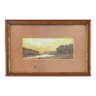 Pastel painting "Vallée du Cer?" landscape signed H. Gallert 1917 and frame