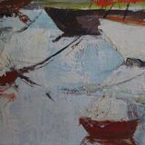 Painting of the port of Saint Malo, signed