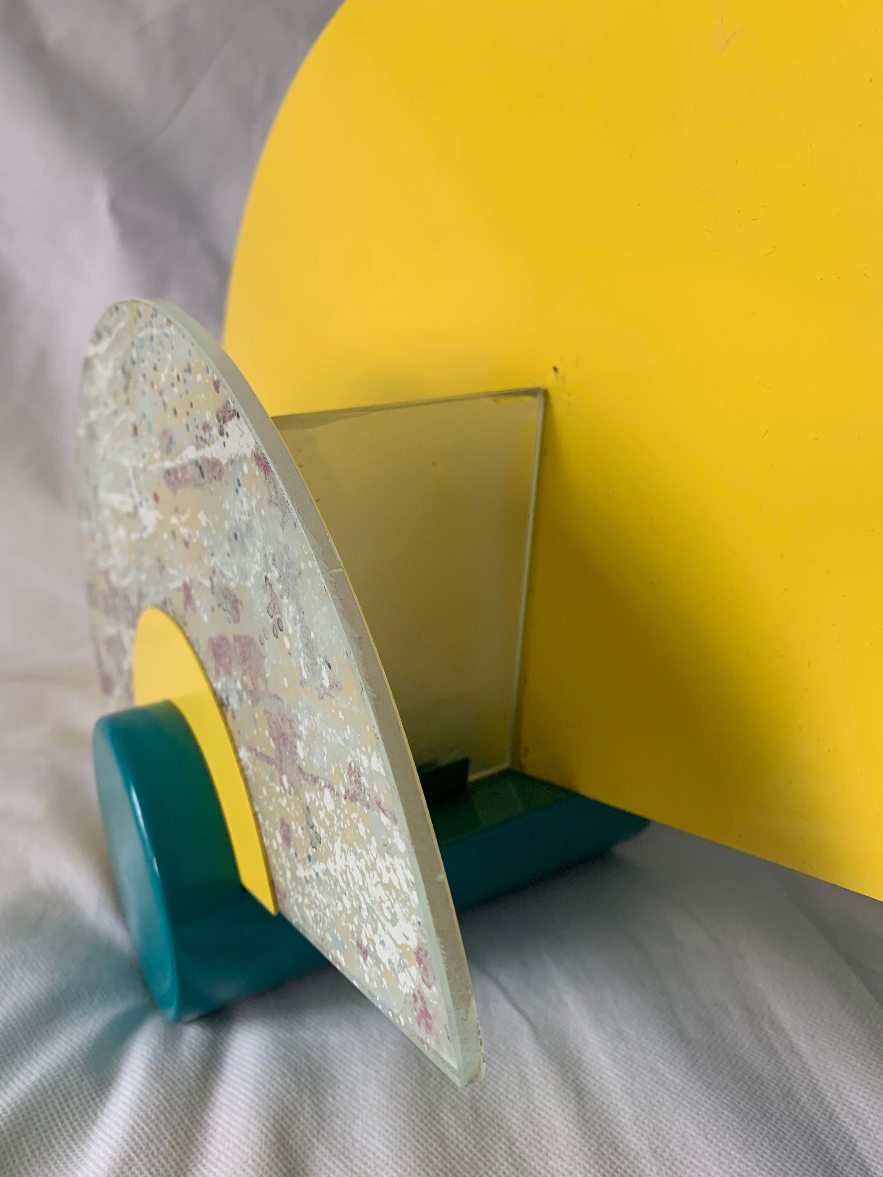 Colorful metal and glass wall light  Arlus 1980