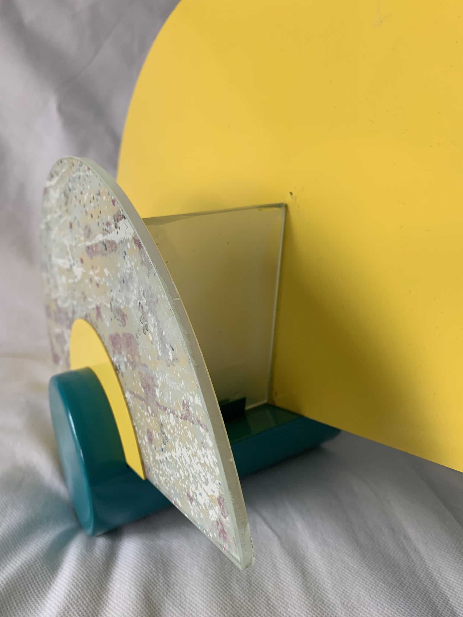 Colorful metal and glass wall light  Arlus 1980