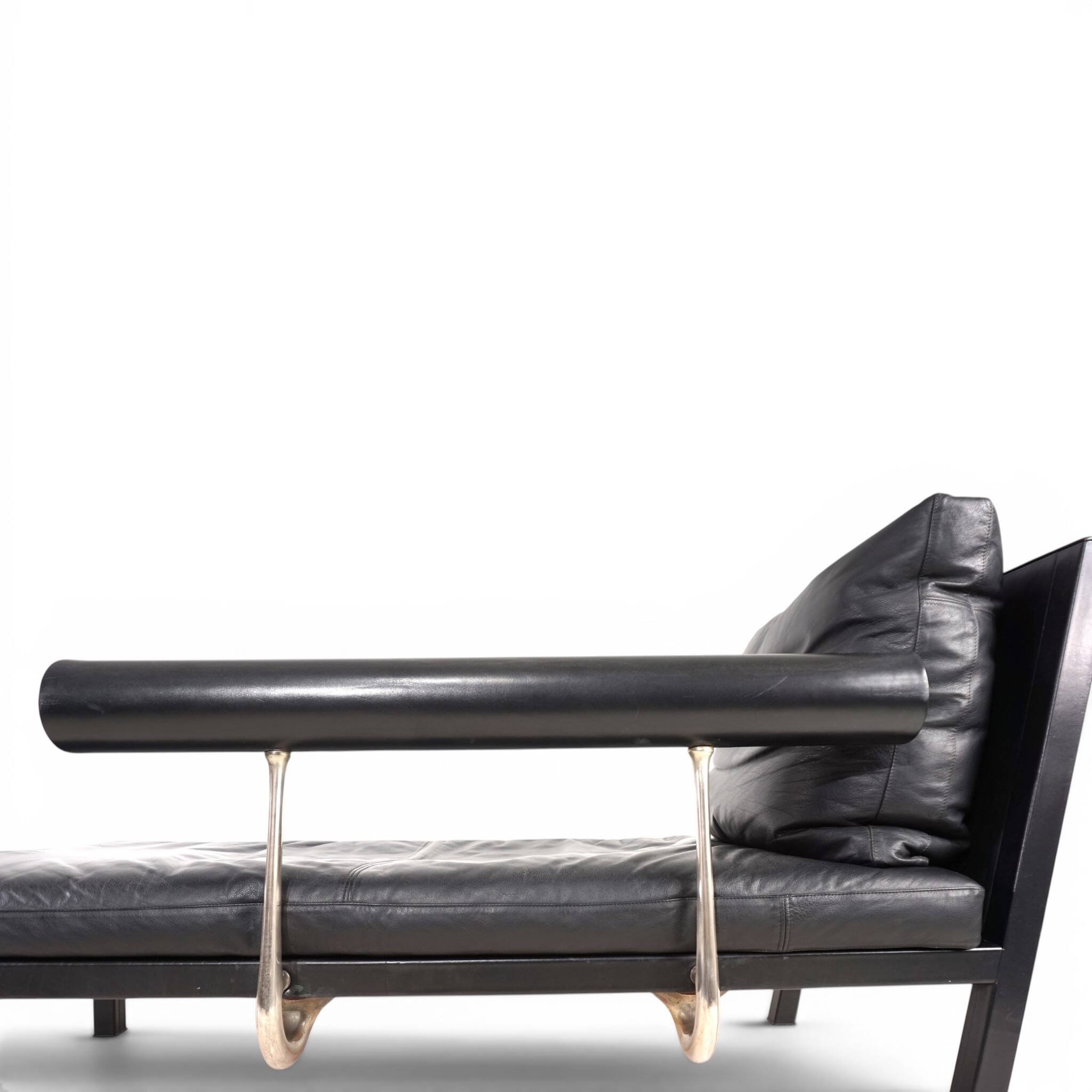 B&B Italia Baisity Leather Chaise Lounge / Daybed by Antonio Citterio, 1980