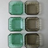 Teak serving tray with 6 glass bowls, 1960s