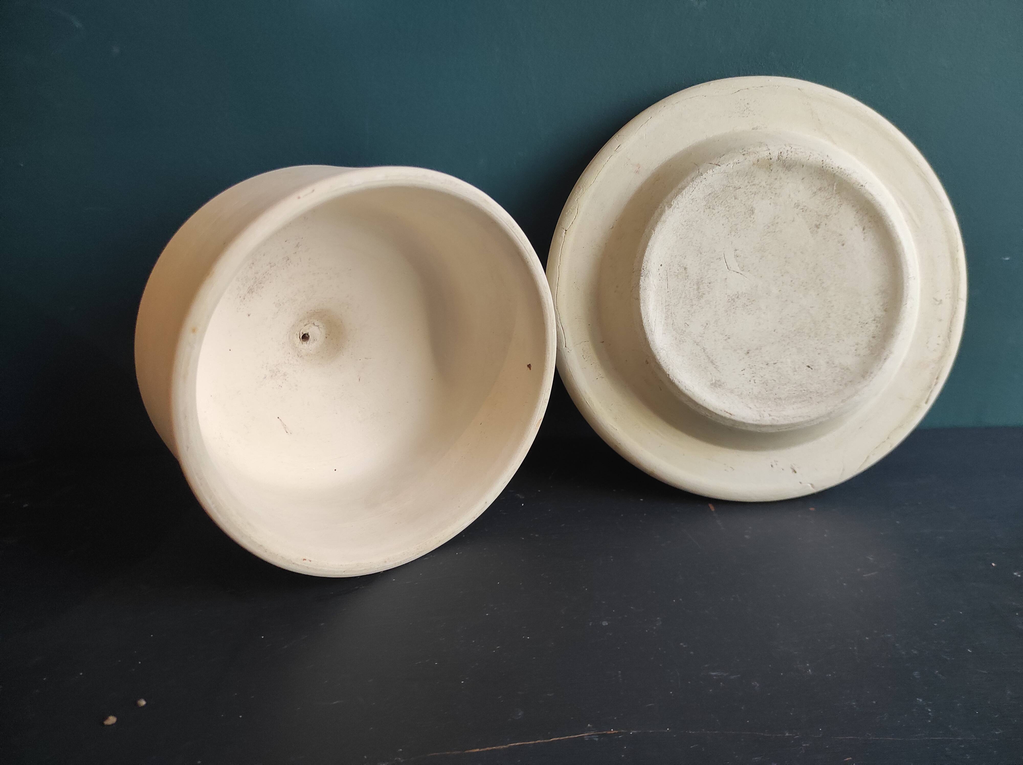 French vintage clay terra cotta cheese dish