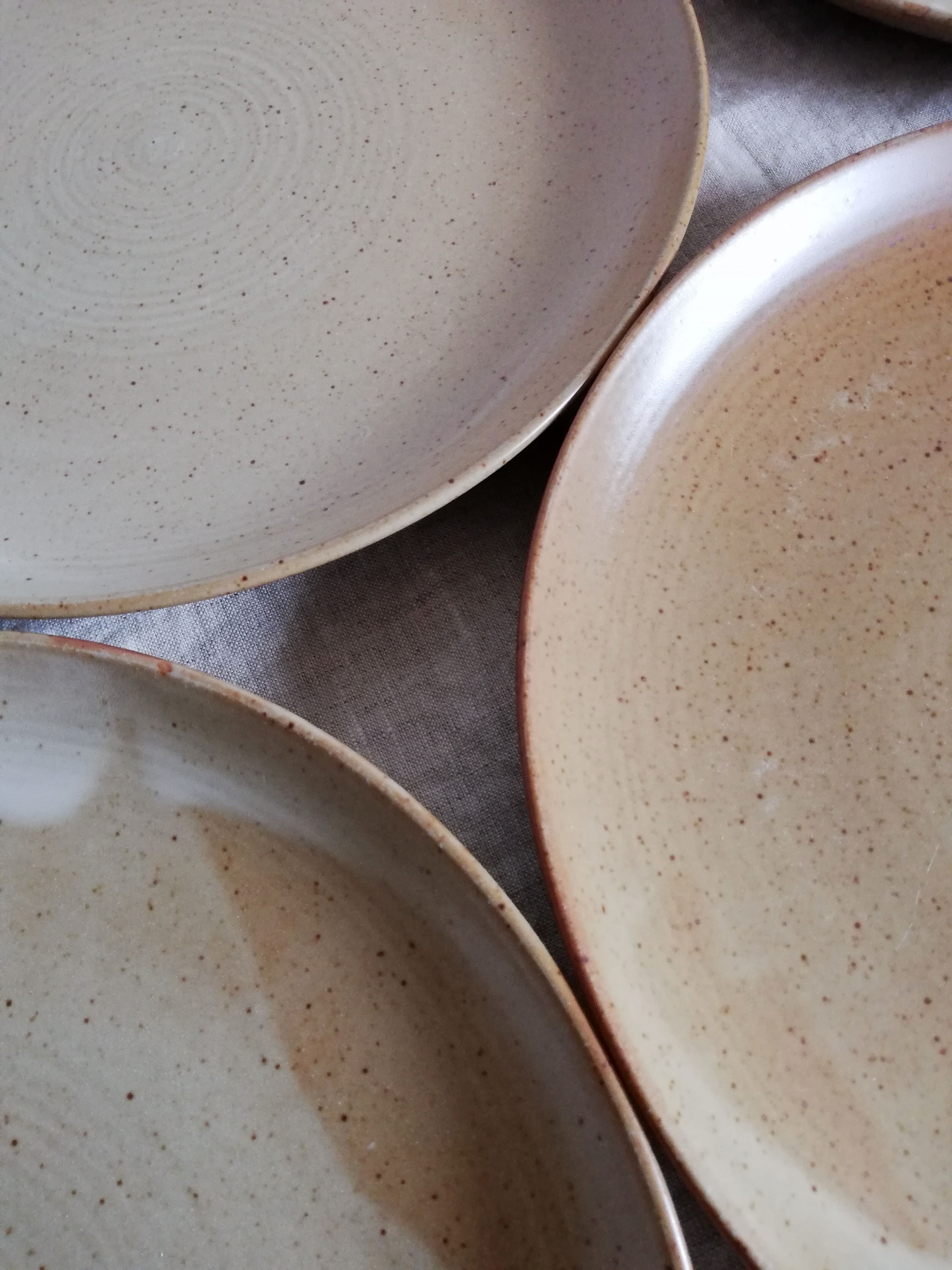 Service 12 assiettes plates grès Village NCF France