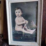 Cadre photo ancienne colorisée enfant, 1930