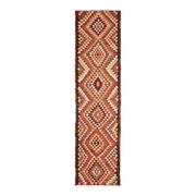 1970s Vintage Turkish Hand-Knotted Wool Cotton Orange Runner Rug 85x330