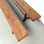 Pair of XL size benches in solid oak, 1950s.