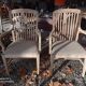 Paire de fauteuils en chêne et tissu lin