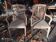 Pair of armchairs in oak and linen fabric