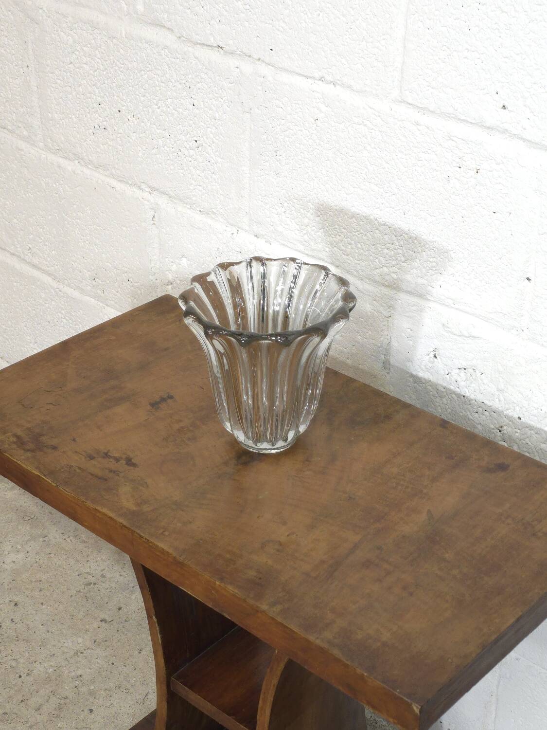 Molded crystal vase Pierre d'Avesn (Pierre Girre) 1940s