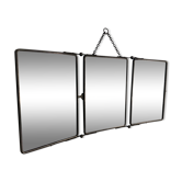 Mirror triptych barber faux leather, 30s
