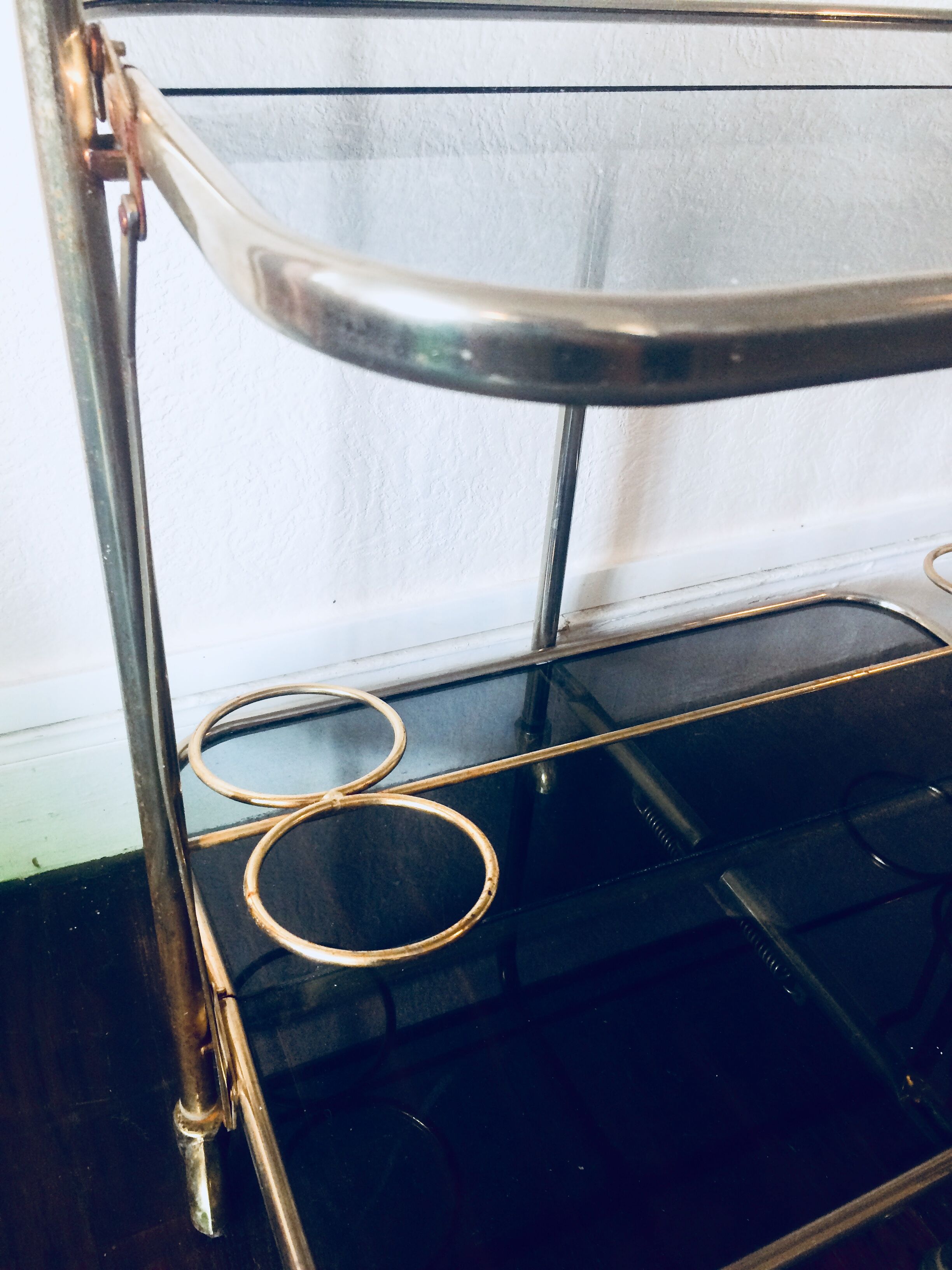 70's foldable metal and glass rolling service