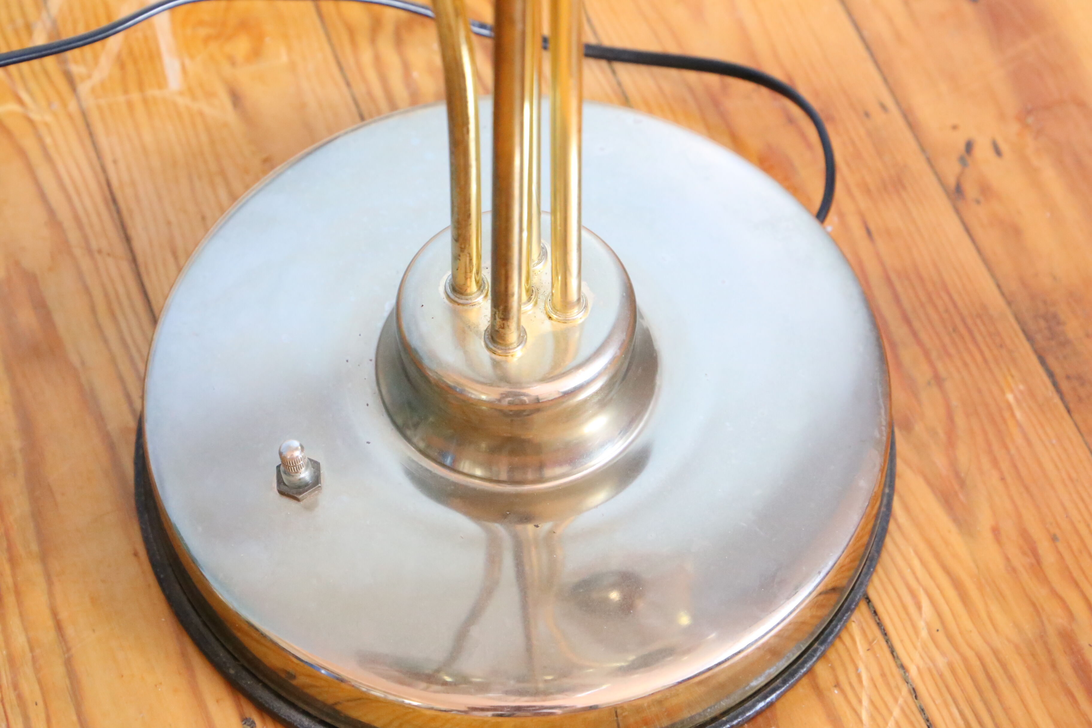 Lotus lamp, glass and brass, mid-century