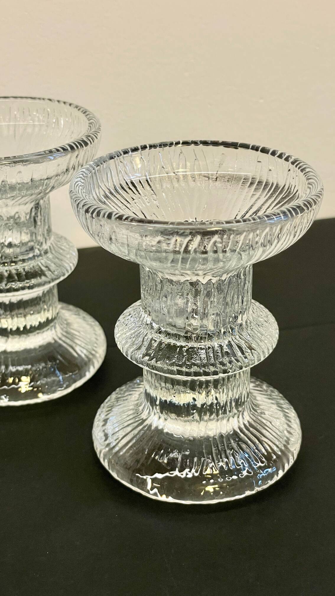 Bougeoirs cristal façon littala vintage